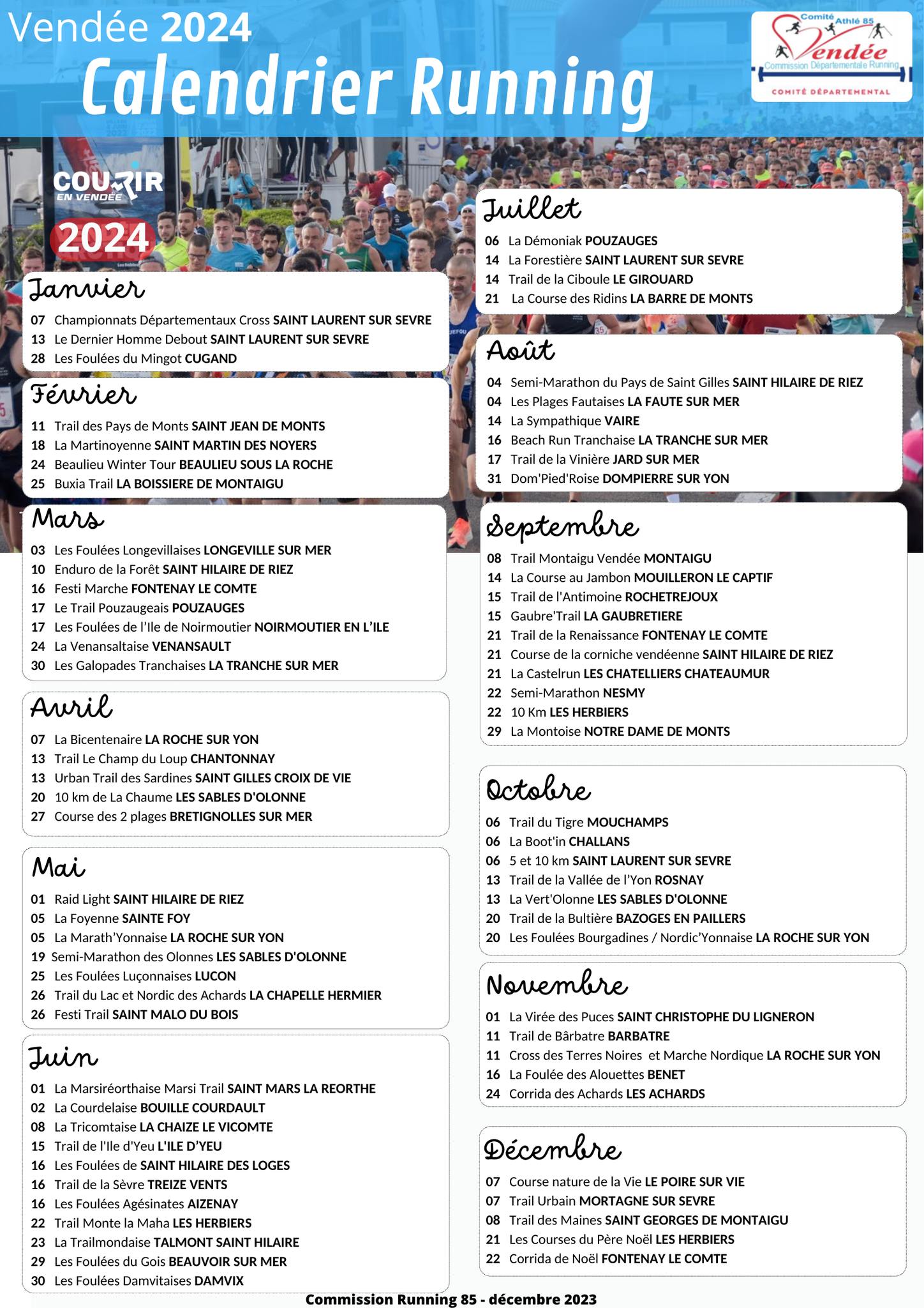 course à pied calendrier